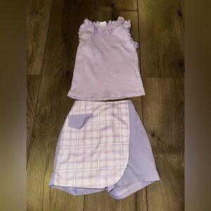 Lilac Top and Plaid Skort Set